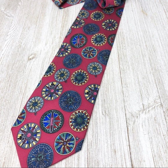 Mystic Seaport Museum Nautical Compass Handmade Silk Tie - Picture 9 of 9